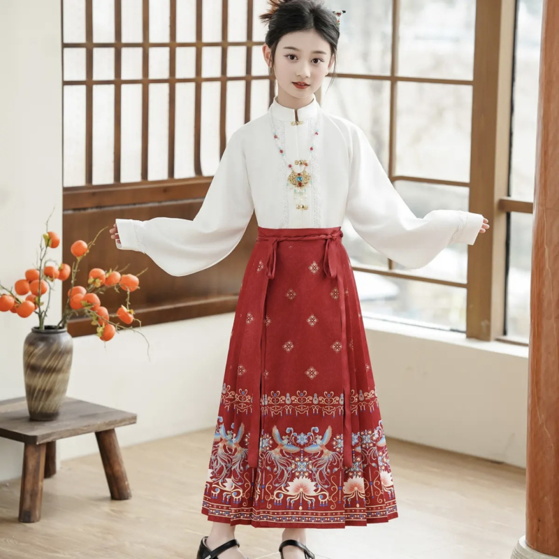 Dječji Hanfu set s Mamian suknom za proljeće i jesen, Ming stil tradicionalna kineska odjeća za djecu, ljetno Tang odijelo Cheongsam