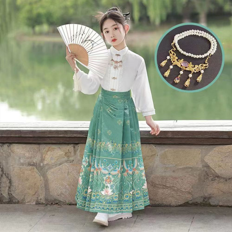 Dječji Hanfu set s Mamian suknom za proljeće i jesen, Ming stil tradicionalna kineska odjeća za djecu, ljetno Tang odijelo Cheongsam