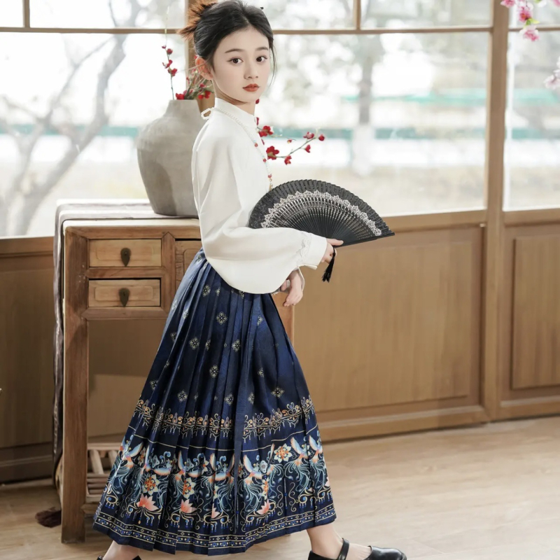 Dječji Hanfu set s Mamian suknom za proljeće i jesen, Ming stil tradicionalna kineska odjeća za djecu, ljetno Tang odijelo Cheongsam