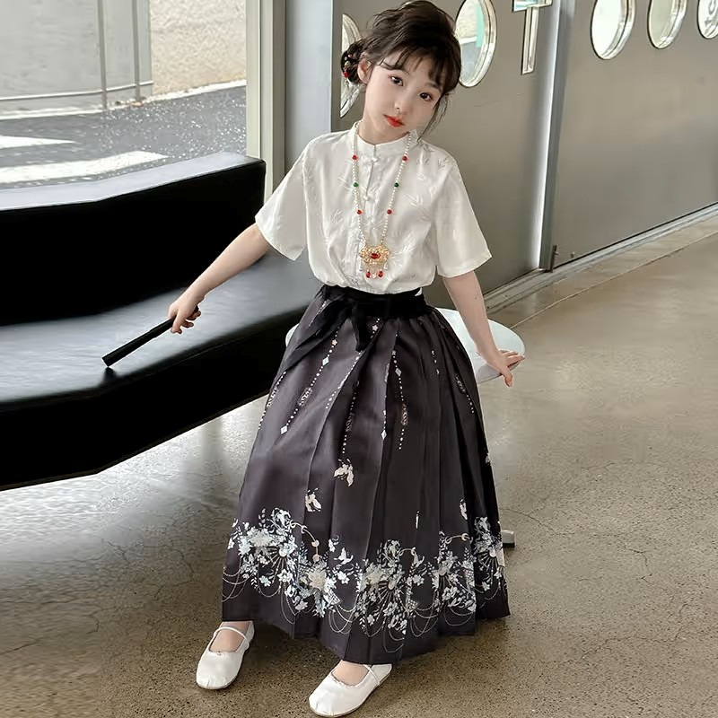 Dječji Hanfu set s Mamian suknom za proljeće i jesen, Ming stil tradicionalna kineska odjeća za djecu, ljetno Tang odijelo Cheongsam