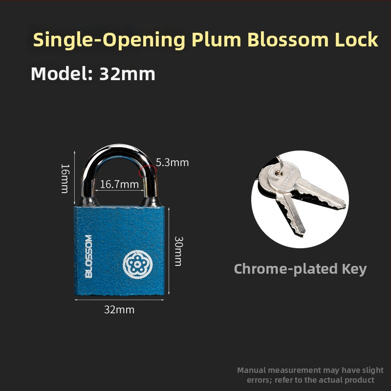 Plum Blossom zámok s meďovým jadrom a cylindrom, modrý, vodotesný a antikorózny vonkajší železný zámok pre skrinky a sklady