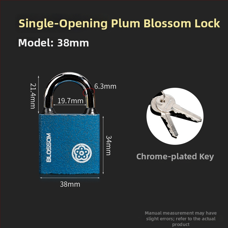 Plum Blossom zámok s meďovým jadrom a cylindrom, modrý, vodotesný a antikorózny vonkajší železný zámok pre skrinky a sklady