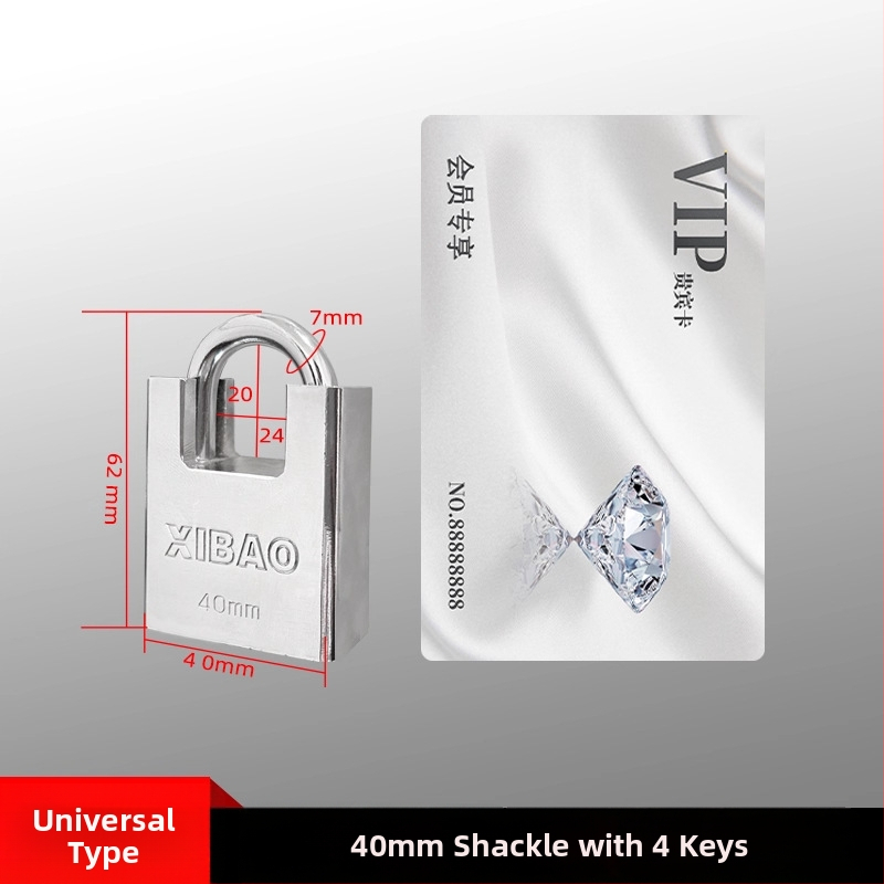 Visací zámok 40 mm z hliníkovej zliatiny, proti prestrihnutiu a proti krádeži, moderný minimalistický dizajn