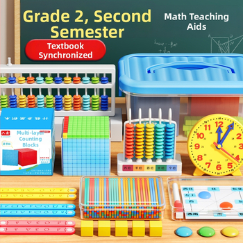 Sada učebných pomôcok s abakusom pre druhý ročník matematiky, s počítacími tyčinkami a kruhovými platničkami