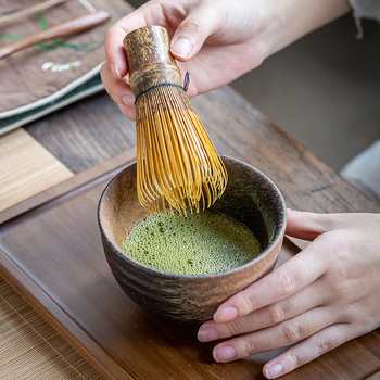 Bambusová čajová metlička a set na čaj v štýle Song – japonská matcha kefka, miešacia metlička, stojan na metličku a miska na matcha Baibenli