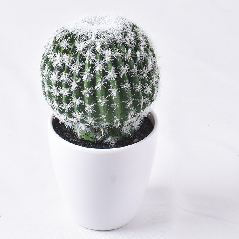 Umelý mini sukulentný kaktus do interiéru, guľatý bonsai kaktus, umelecká rastlina v dekoratívnom kvetináči