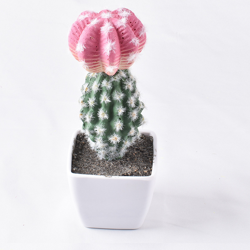 Umelý mini sukulentný kaktus do interiéru, guľatý bonsai kaktus, umelecká rastlina v dekoratívnom kvetináči