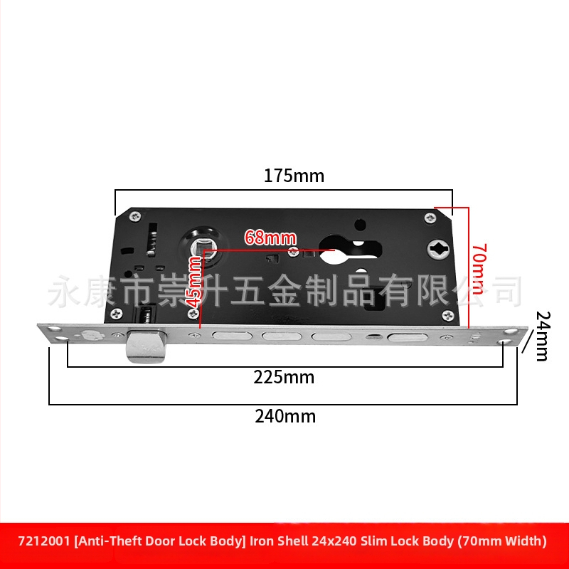 Telo zámku bezpečnostných dverí 24x240 úzky, typy 5068 a 4568, pre vstupné dvere, príslušenstvo zámku