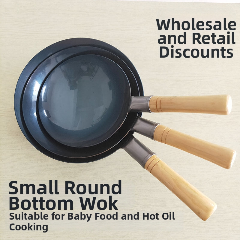 Malá panvica z železa s okrúhlym dnom na vajíčka, mini panvička bez povrchovej úpravy pre jedlá pre bábätká a deti