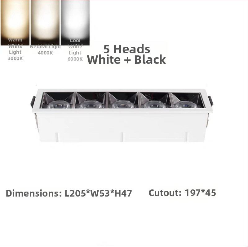 Vnorené LED lineárne svetlo s mriežkou a reflektorom, cylindrický downlight s vysokým CRI pre obývaciu izbu a chodbu, anti-oslnivé track osvetlenie a umývanie stien