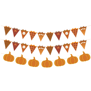 Halcsontvégű zászlófüzér parti dekoráció – születésnap, karácsony, Halloween, hópelyhek, háromszögek