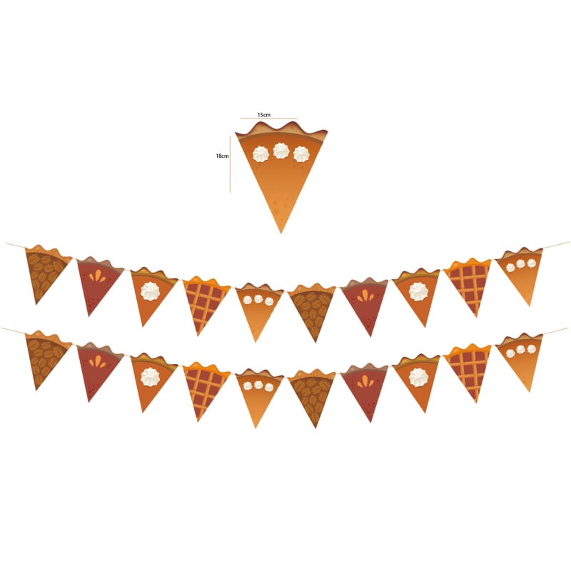 Halcsontvégű zászlófüzér parti dekoráció – születésnap, karácsony, Halloween, hópelyhek, háromszögek