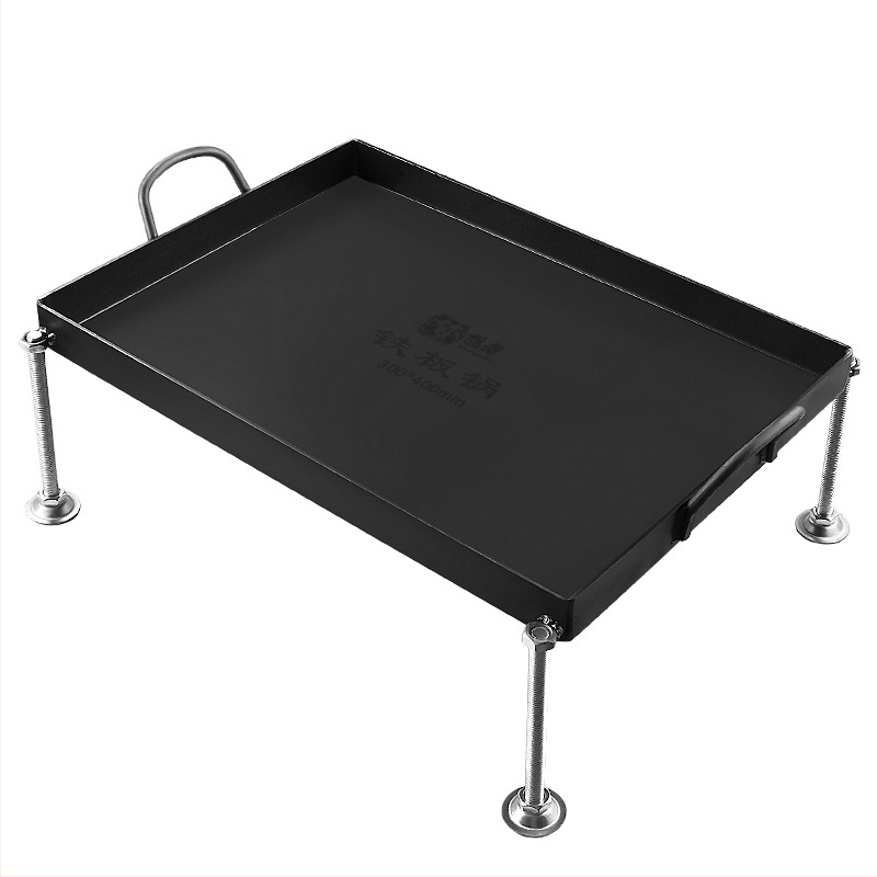 Teppanyaki platňa z kovaného železa, štvorcová, pre komerčné stánky aj domáce použitie, bez povlaku, multifunkčná, prenosná, ľahko čistiaca