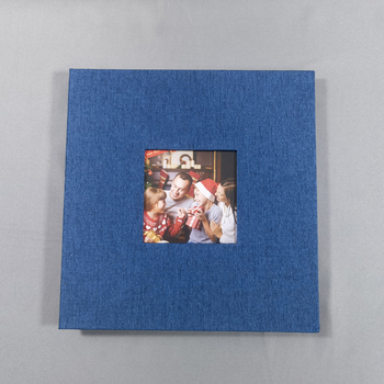 16-palcový ľanový fotoalbum so sklom, samolepiacou fóliou, DIY štúdiový album, logo na mieru