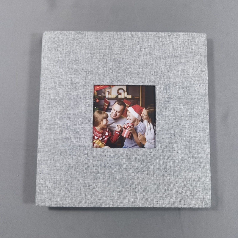 16-palcový ľanový fotoalbum so sklom, samolepiacou fóliou, DIY štúdiový album, logo na mieru