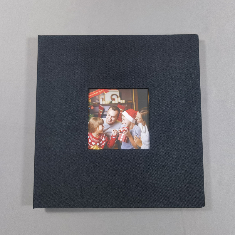 16-palcový ľanový fotoalbum so sklom, samolepiacou fóliou, DIY štúdiový album, logo na mieru