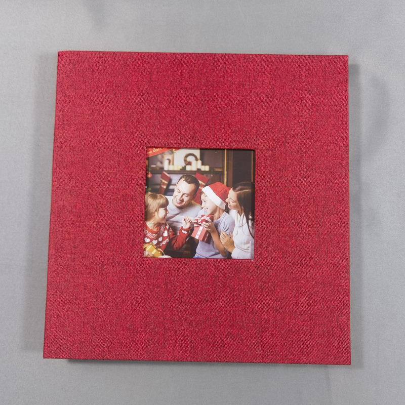 16-palcový ľanový fotoalbum so sklom, samolepiacou fóliou, DIY štúdiový album, logo na mieru