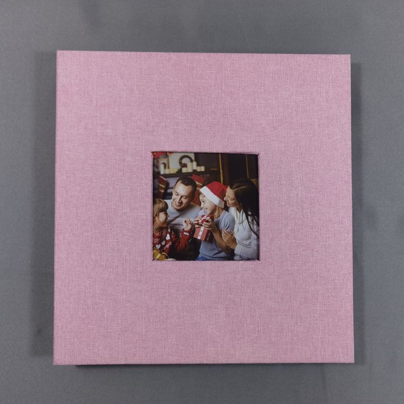 16-palcový ľanový fotoalbum so sklom, samolepiacou fóliou, DIY štúdiový album, logo na mieru