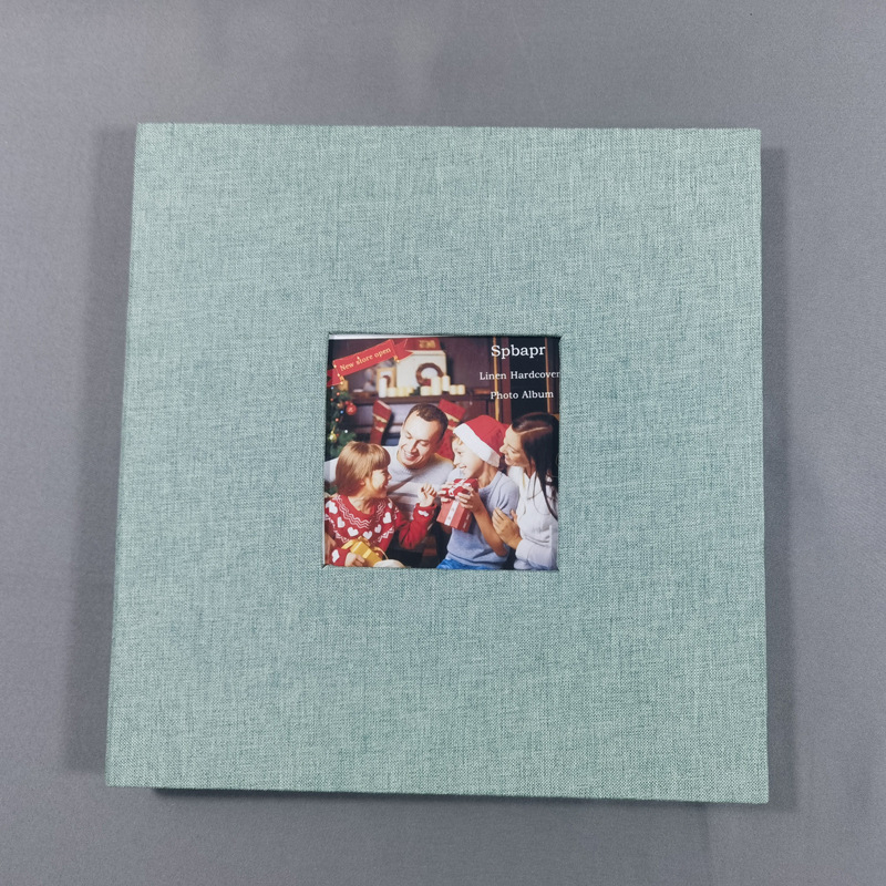 16-palcový ľanový fotoalbum so sklom, samolepiacou fóliou, DIY štúdiový album, logo na mieru
