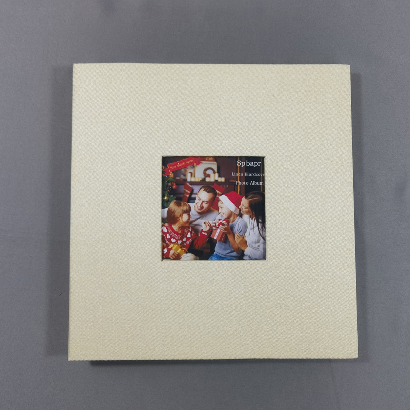 16-palcový ľanový fotoalbum so sklom, samolepiacou fóliou, DIY štúdiový album, logo na mieru