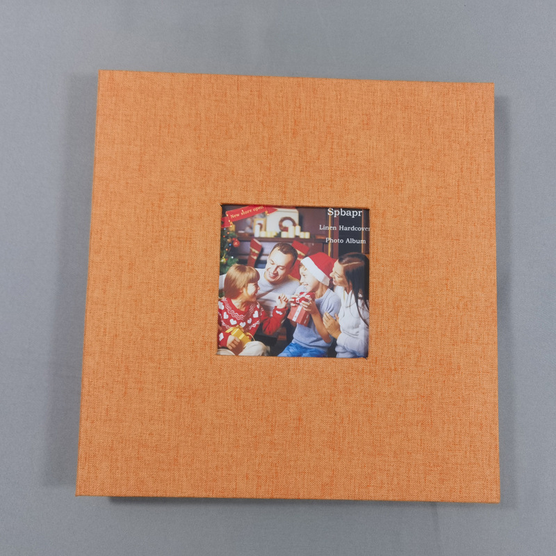 16-palcový ľanový fotoalbum so sklom, samolepiacou fóliou, DIY štúdiový album, logo na mieru