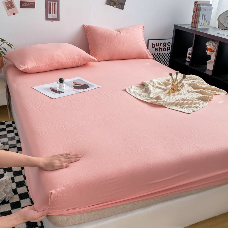 Japonský štýl, jednobarevná vypraná bavlnená napínacia plachta na posteľ 1,5 m