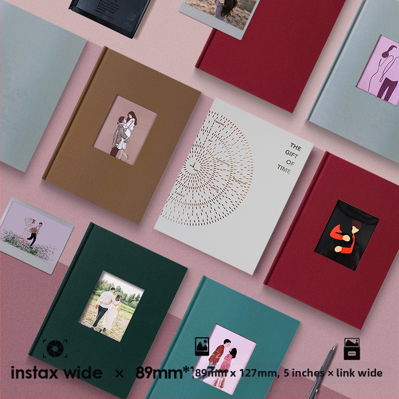 5-palcové širokoformátové instantné fotoalbum s priehradkami na karty a vloženými stranami, zapisovateľné, vhodné ako svadobná kniha hostí a rodinné fotoalbum
