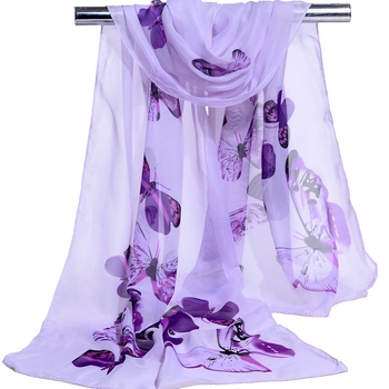 Női chiffon sál pillangó-virág mintával, napvédő kendő, 50×160 cm, négy évszakos, könnyű