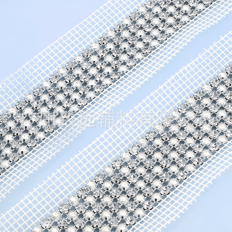 5 mm mrežasti kristali s perlama za DIY odjeću — višeredna mreža kristala, ukrasi za vjenčanu haljinu, pojas i sandale