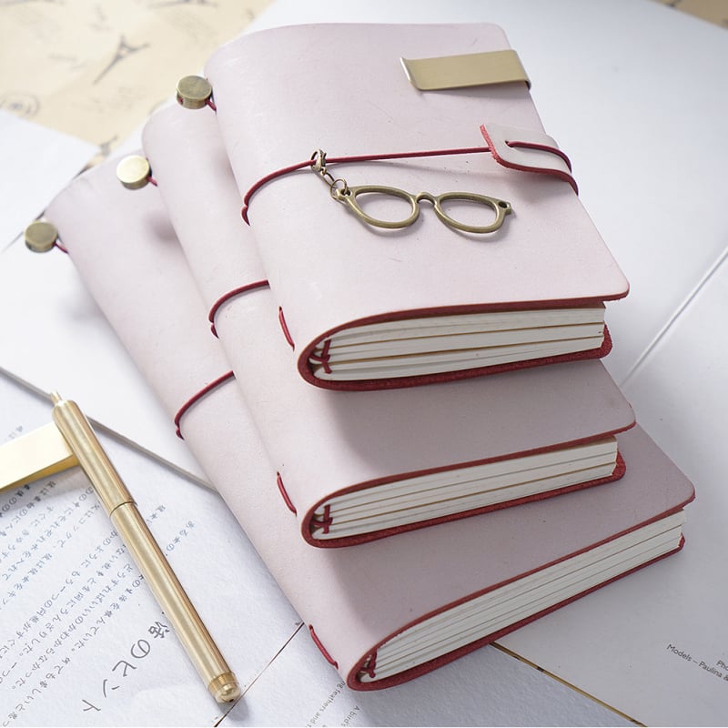 Vintage kožený zápisník z rastlinným spracovaním kože, štýl Traveler’s Notebook, ručne vyrobený, s voľnými listami