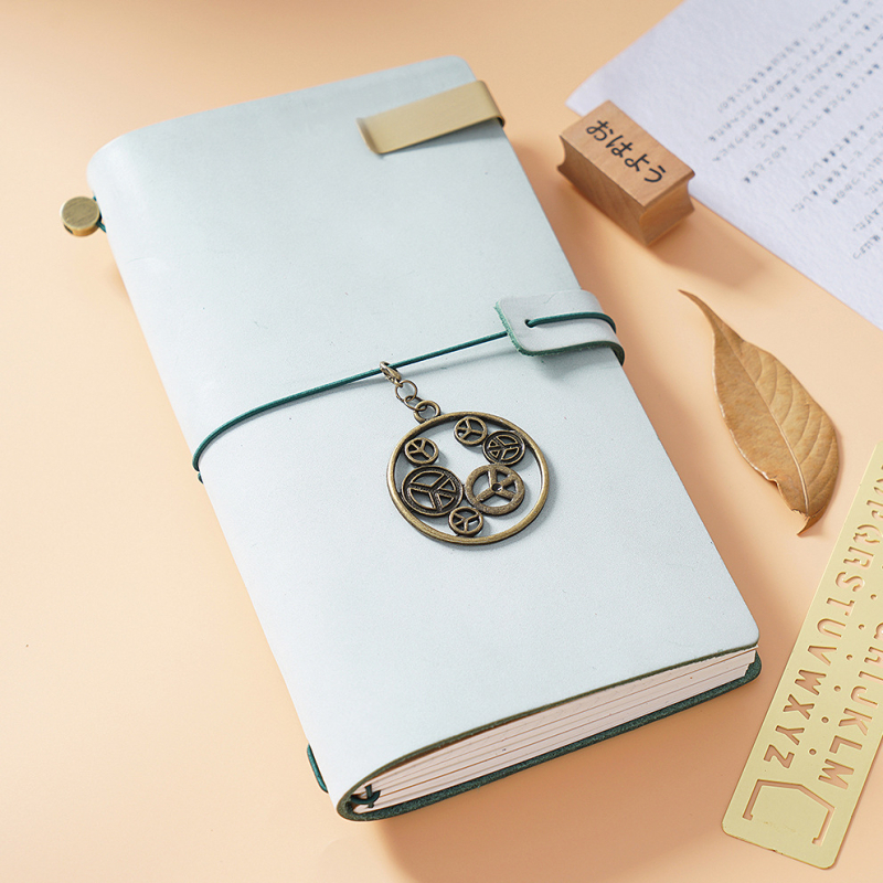 Vintage kožený zápisník z rastlinným spracovaním kože, štýl Traveler’s Notebook, ručne vyrobený, s voľnými listami