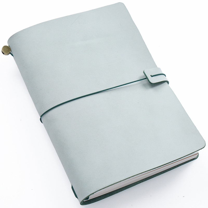 Vintage kožený zápisník z rastlinným spracovaním kože, štýl Traveler’s Notebook, ručne vyrobený, s voľnými listami
