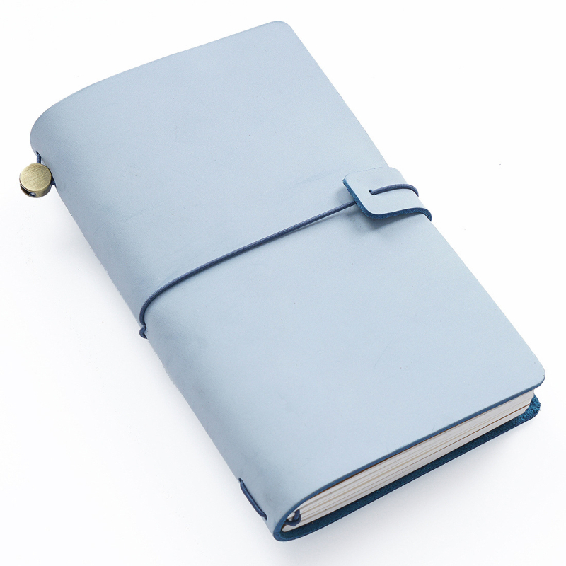 Vintage kožený zápisník z rastlinným spracovaním kože, štýl Traveler’s Notebook, ručne vyrobený, s voľnými listami