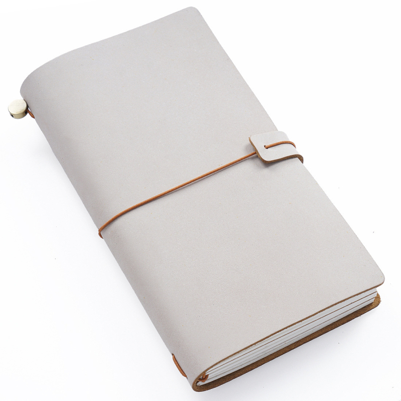 Vintage kožený zápisník z rastlinným spracovaním kože, štýl Traveler’s Notebook, ručne vyrobený, s voľnými listami