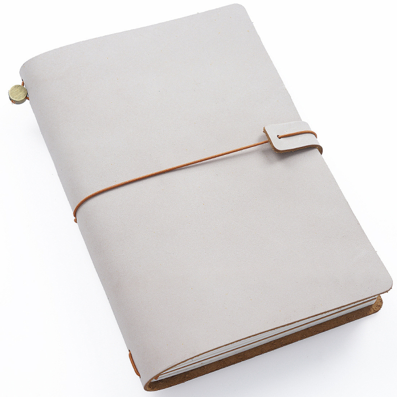 Vintage kožený zápisník z rastlinným spracovaním kože, štýl Traveler’s Notebook, ručne vyrobený, s voľnými listami