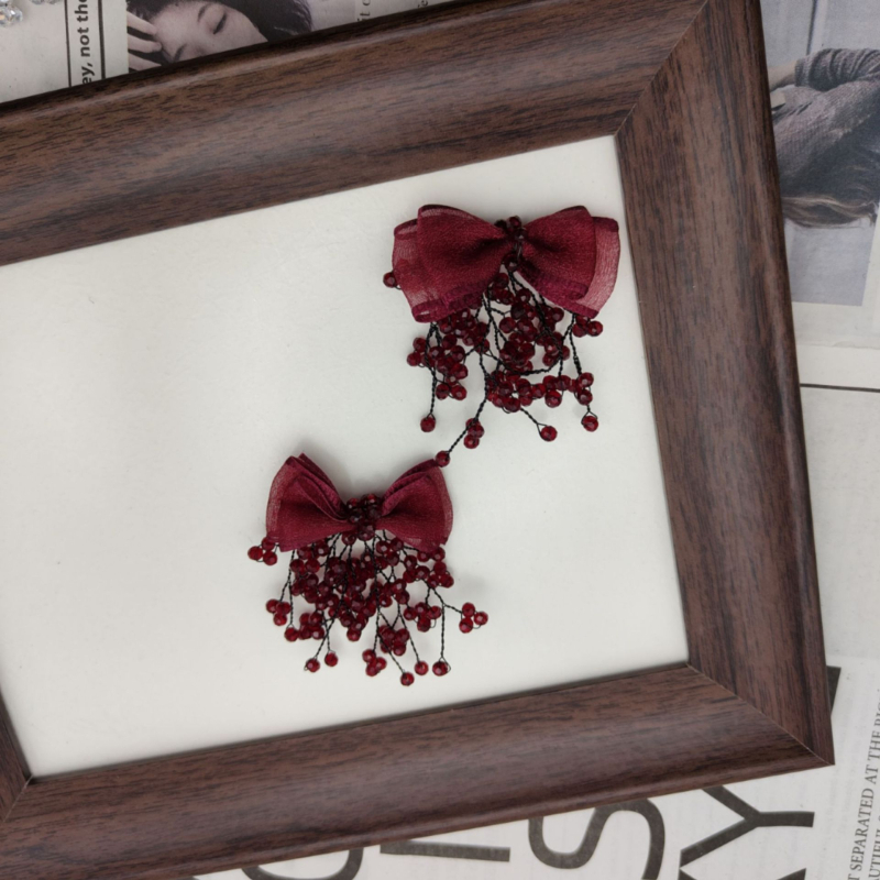 3D korálkový mašľový broš, DIY s látkovou nášivkou, doplnok pre večerné šaty a oblek