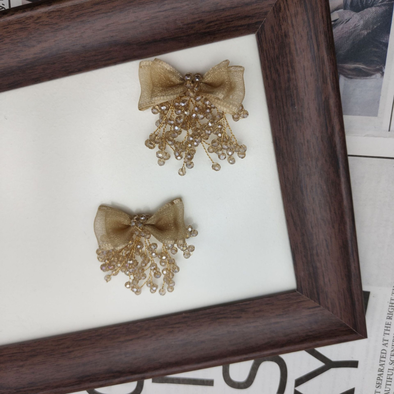 3D korálkový mašľový broš, DIY s látkovou nášivkou, doplnok pre večerné šaty a oblek