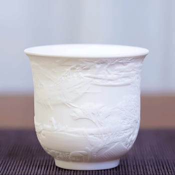 Biely porcelánový hrnček s motívom rieky Čching-ming, keramická čajová súprava Kung Fu, šálka čaju v čínskom štýle na osobné domáce použitie.