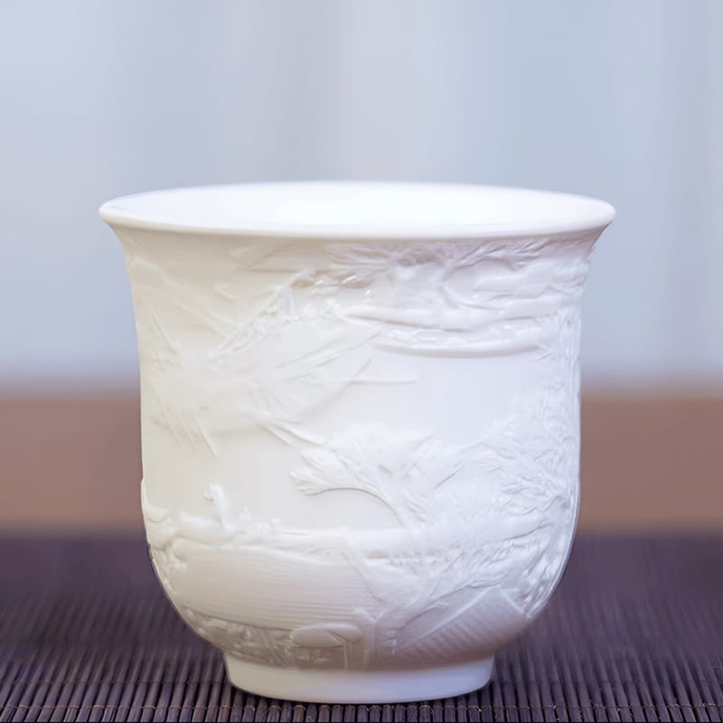 Biely porcelánový hrnček s motívom rieky Čching-ming, keramická čajová súprava Kung Fu, šálka čaju v čínskom štýle na osobné domáce použitie.