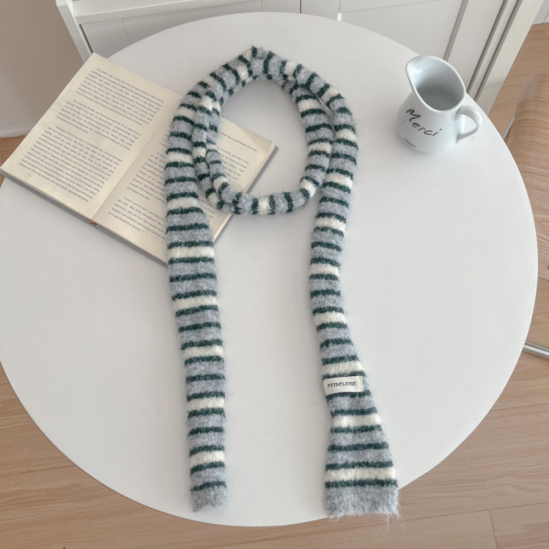 Ženski pleteni šal s prugama, dugačak i topao vuneni šal za zimu — minimalističan, elegantan stil