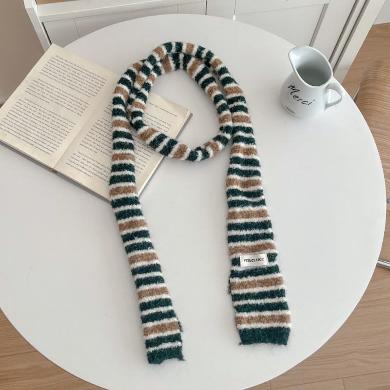 Ženski pleteni šal s prugama, dugačak i topao vuneni šal za zimu — minimalističan, elegantan stil