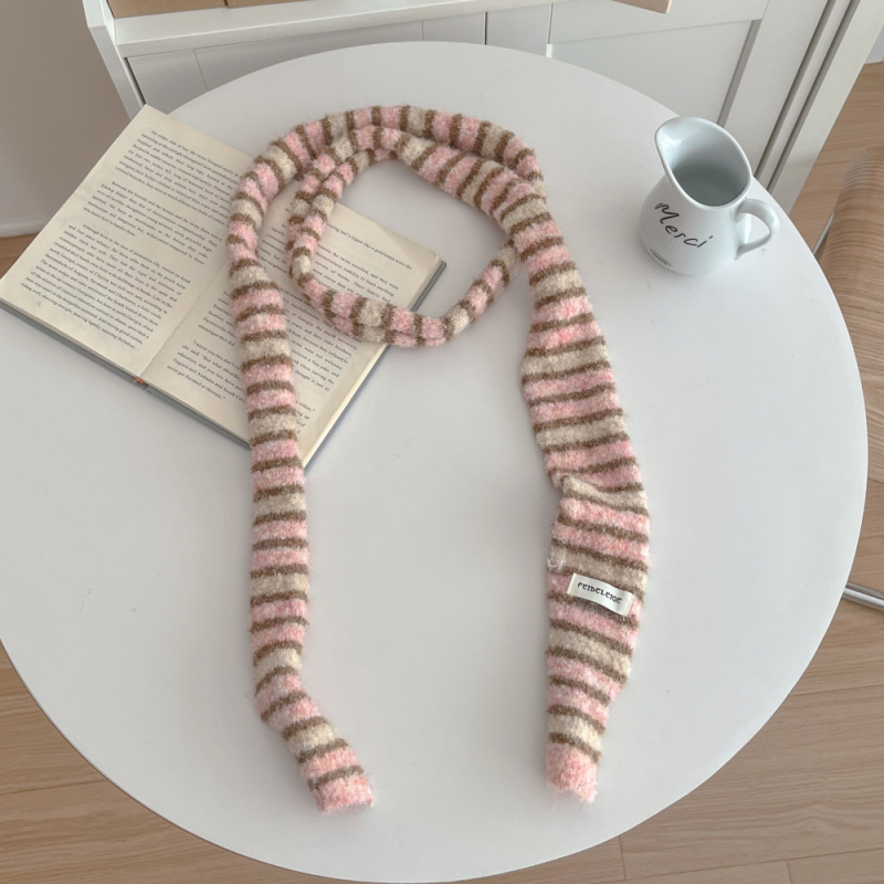 Ženski pleteni šal s prugama, dugačak i topao vuneni šal za zimu — minimalističan, elegantan stil
