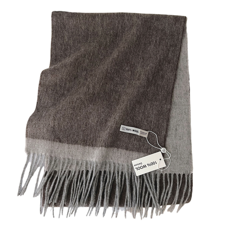 Női 100% gyapjú sál bojtokkal – téli meleg, sokoldalú, 33×185 cm