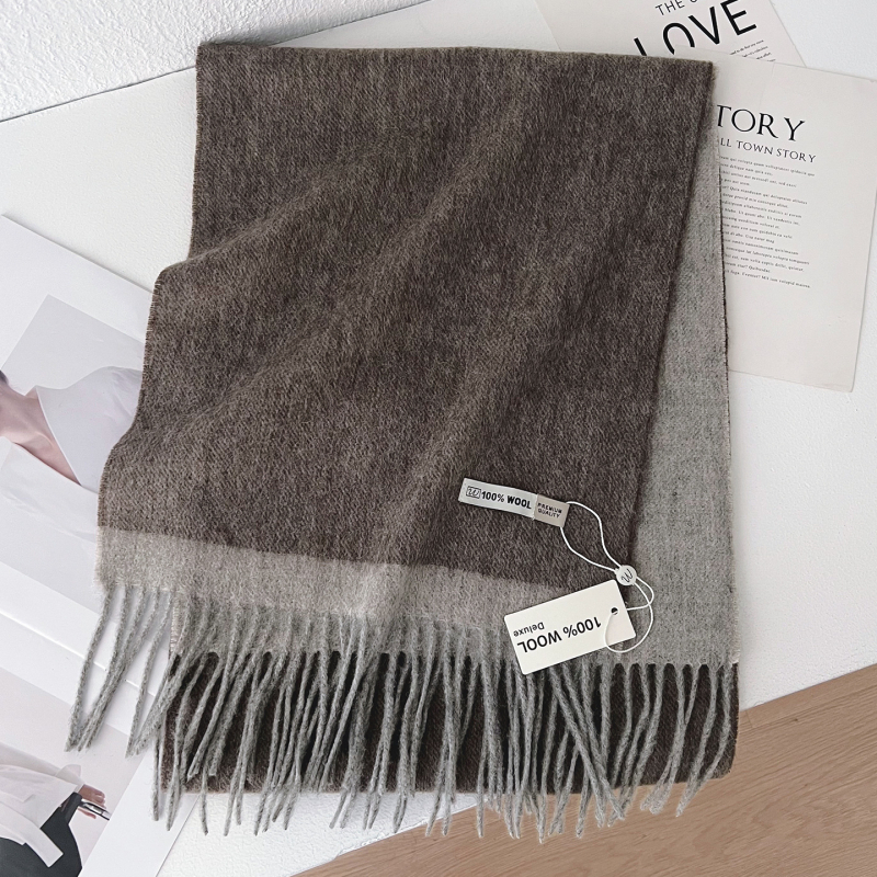 Női 100% gyapjú sál bojtokkal – téli meleg, sokoldalú, 33×185 cm