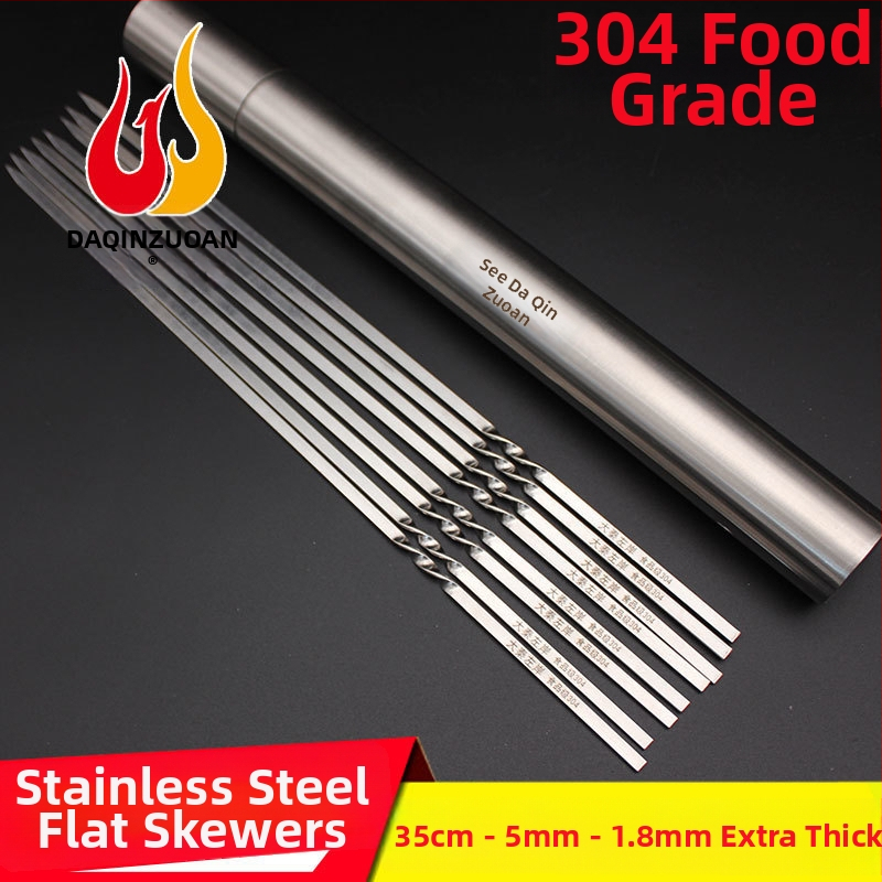 BBQ špízy 35 cm, hrubé ploché špízy z 304 nerezovej ocele, na jahňacinu a kuracie krídelká