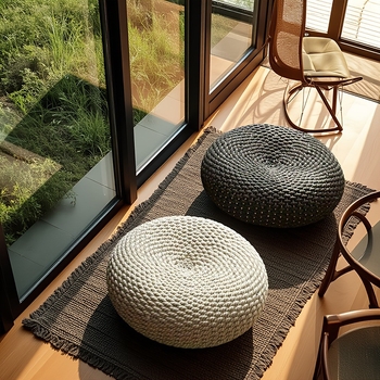 Ručne tkaný vankúš z bavlneného šnúr, tatami štýl, pre výklenkové okno, balkón a podlaha