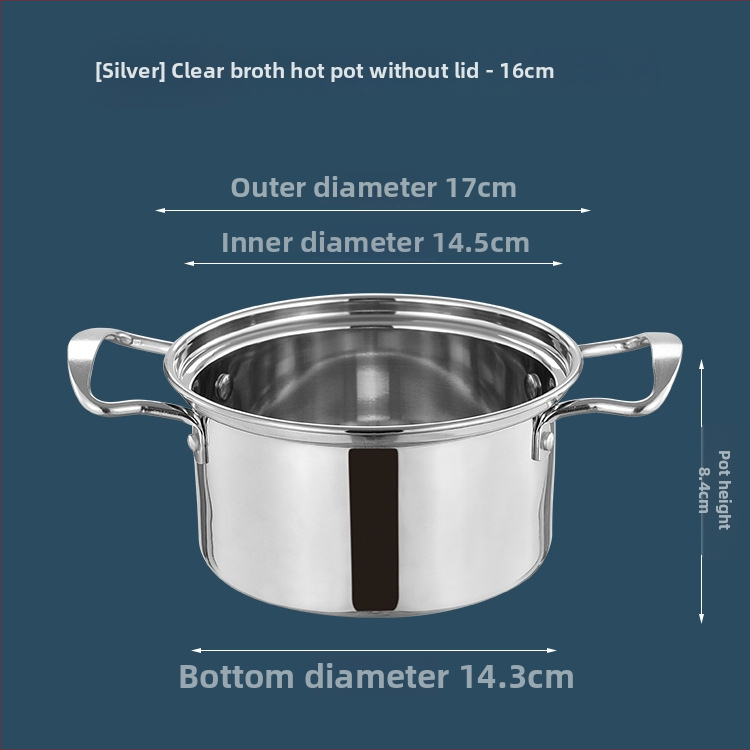 Jednoosobový nerezový hrniec na hot pot s dvojkomorovým Yin‑Yang dizajnom, objem 2,1–4 l, nepriľnavé dno