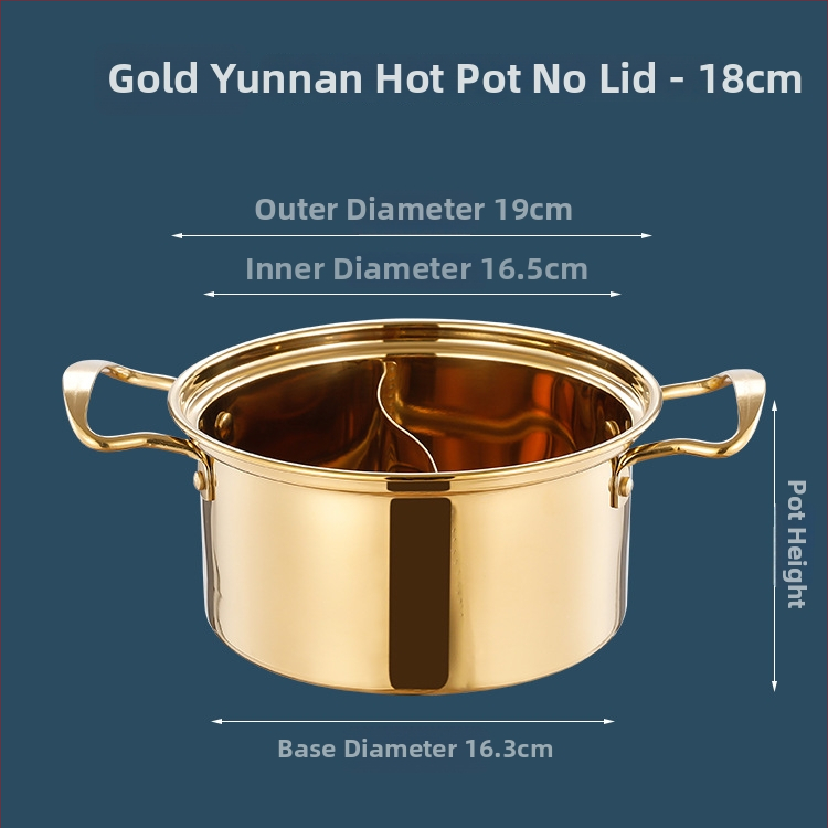 Jednoosobový nerezový hrniec na hot pot s dvojkomorovým Yin‑Yang dizajnom, objem 2,1–4 l, nepriľnavé dno