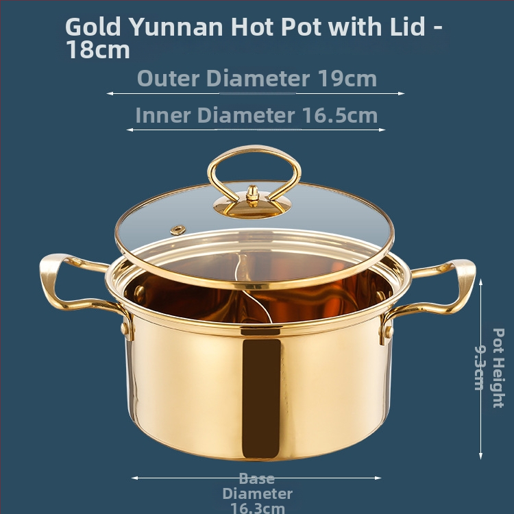 Jednoosobový nerezový hrniec na hot pot s dvojkomorovým Yin‑Yang dizajnom, objem 2,1–4 l, nepriľnavé dno