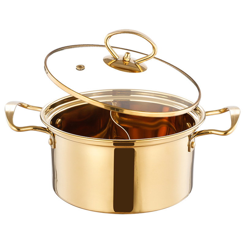 Jednoosobový nerezový hrniec na hot pot s dvojkomorovým Yin‑Yang dizajnom, objem 2,1–4 l, nepriľnavé dno